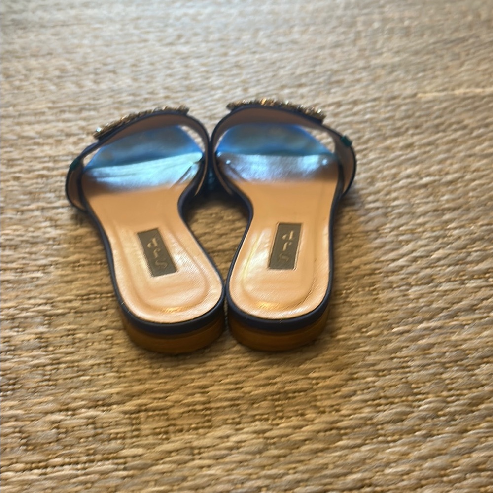 SJP blue embellished satin slides - Picture 5 of 5
